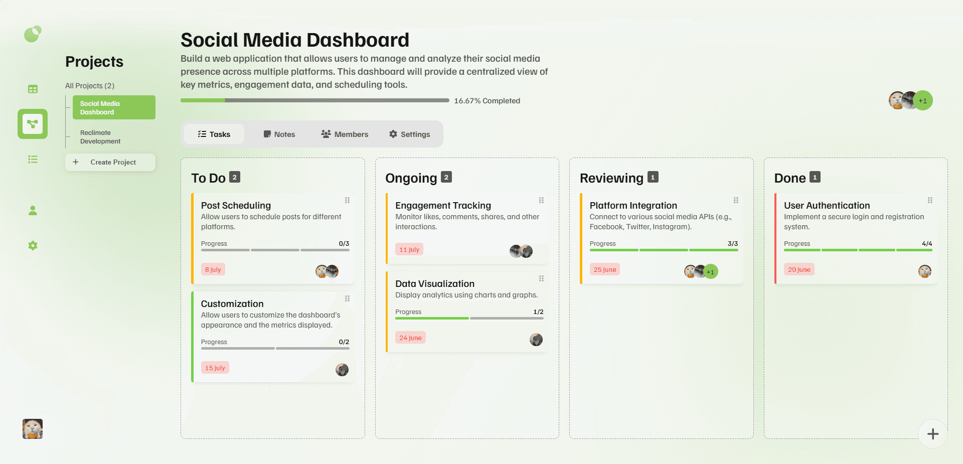 Project Page Screenshot