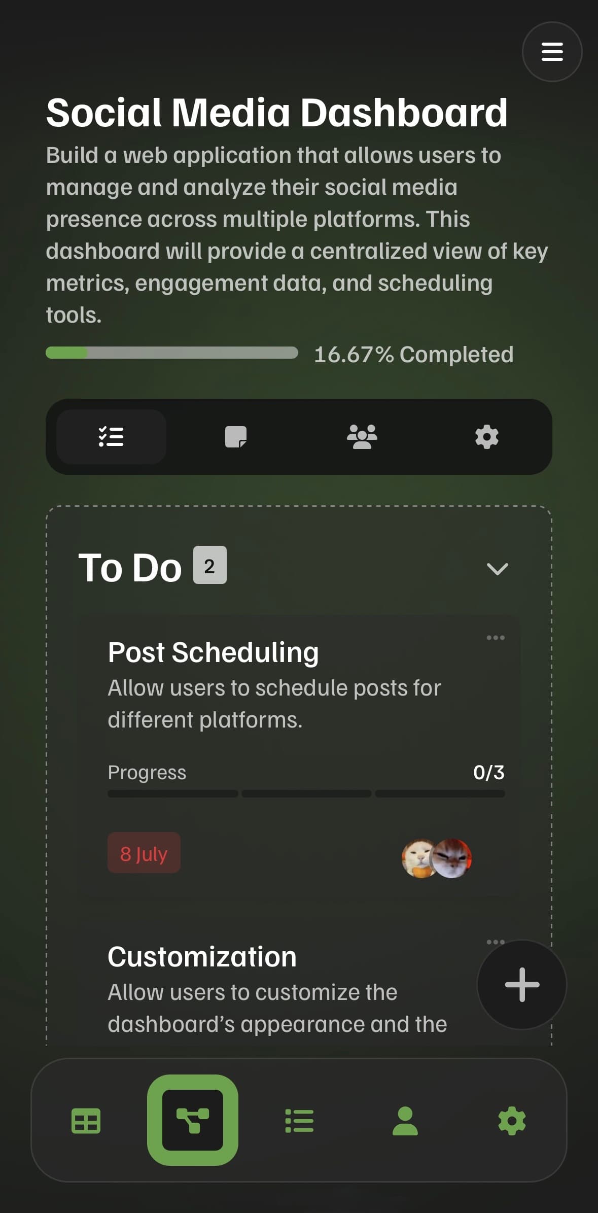 Project Page Screenshot