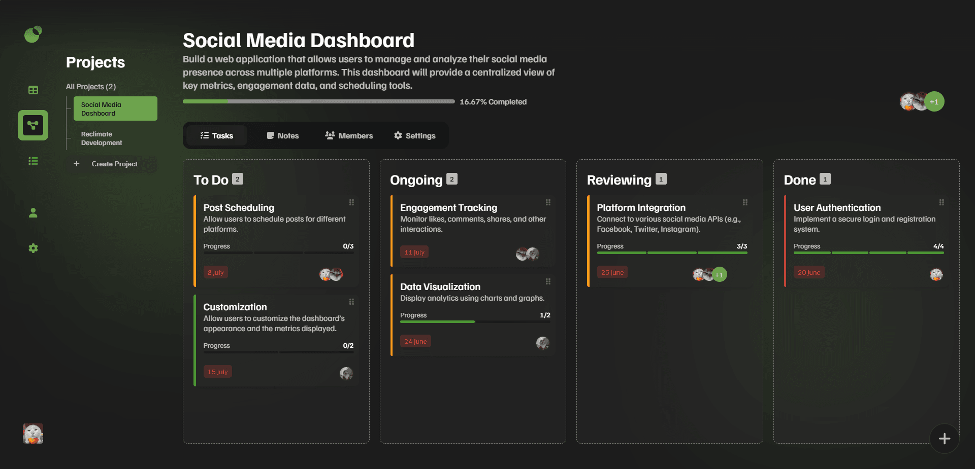 Project Page Screenshot